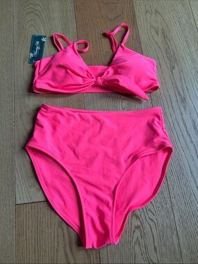 Women's High-Waist Bikini Set - Hot Pink